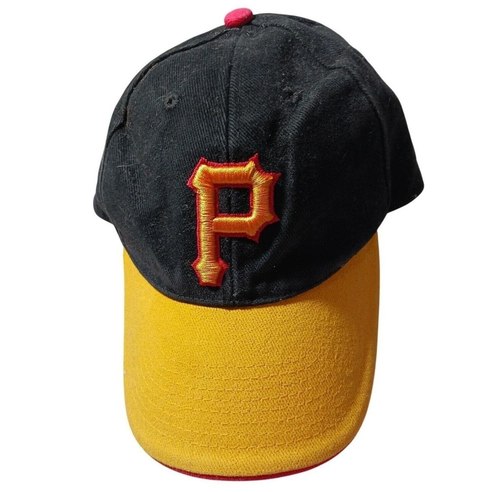 Pittsburgh Pirates Fitted Hat Dominion Logo MLB‎ Black Yellow Cap Retro